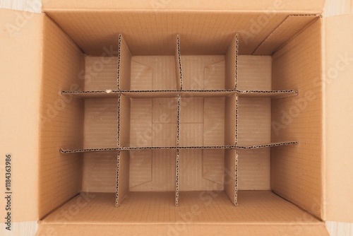 Wellstructured Cardboard Box equipped with Dividers designed for Efficient Storage of Items photo
