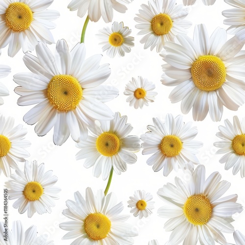 Seamless pattern with watercolor camomile drawing flowers photo