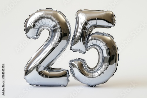silver balloon floating number 25