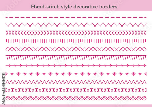 手縫い風の飾り罫 パターンブラシ01
