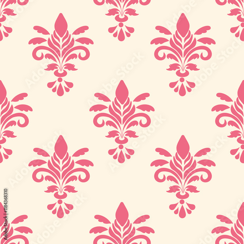 Ornate Damask flower ornament, Vintage wallpaper in the Baroque style, Floral pattern, Set of colored floral ornaments 