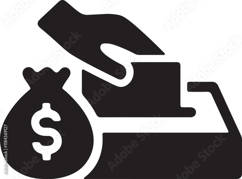 Illustration of a ballot box with money icon