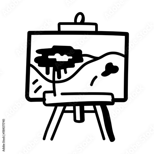 A hand drawn icon of painting canvas