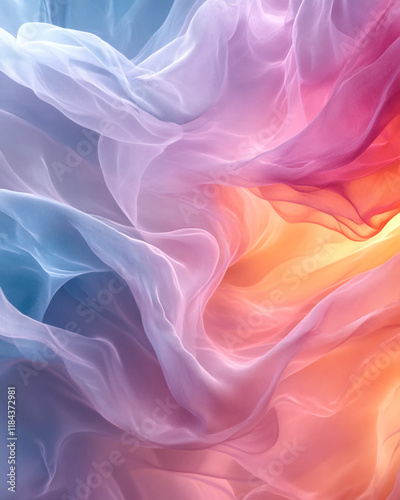 Wallpaper Mural Abstract flowing colorful fabric in vibrant pastel hues of pink, blue, and orange Torontodigital.ca