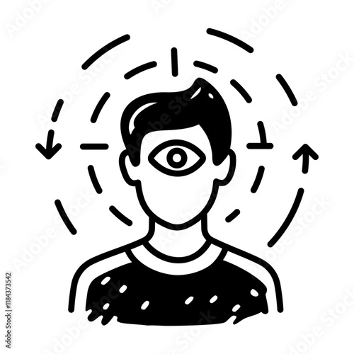 Self awareness icon in hand drawn style