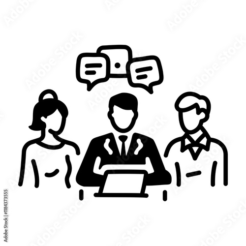 Expert opinion icon in hand drawn style