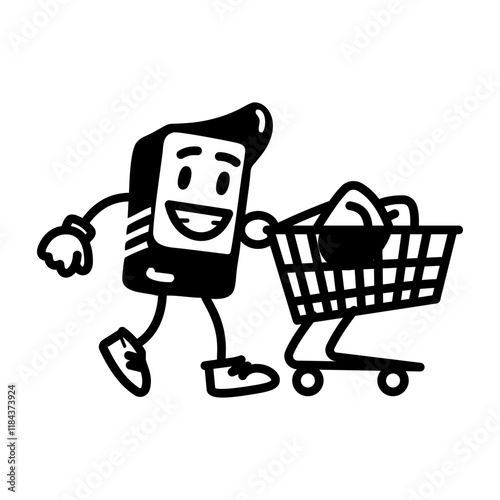 E commerce icon in doodle style