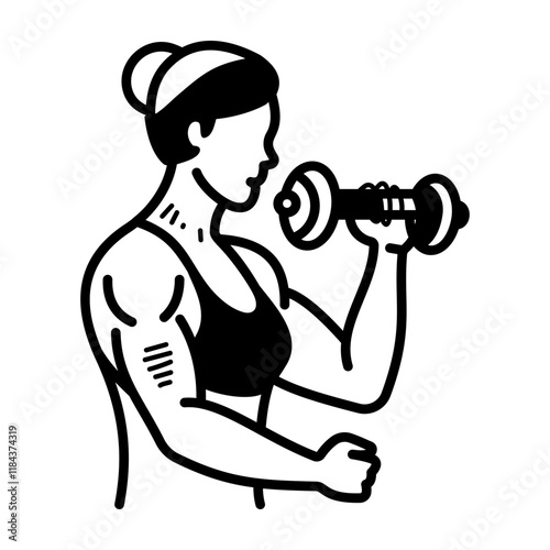 A hand drawn icon of woman gym