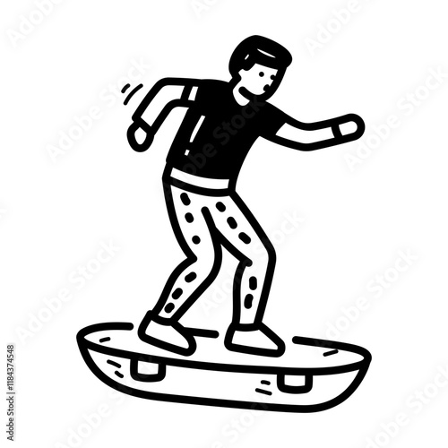 A hand drawn icon of a skateboarder