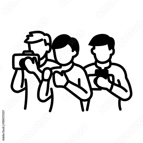 Journalists icon in hand drawn style