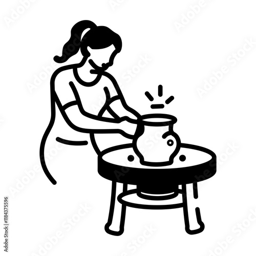 Ceramics icon in hand drawn style