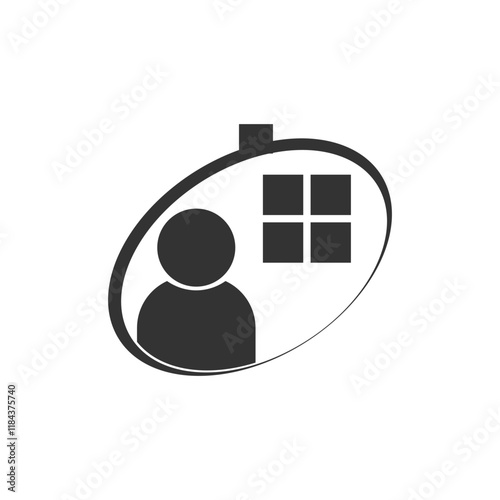Houses and people icon isolated on white background.