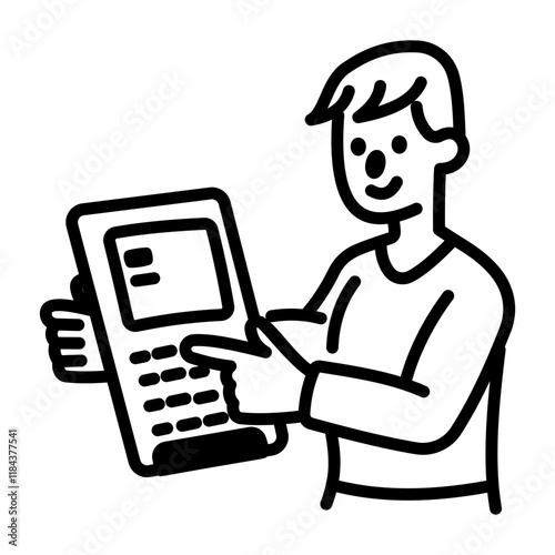 Pos payment method icon in hand drawn style