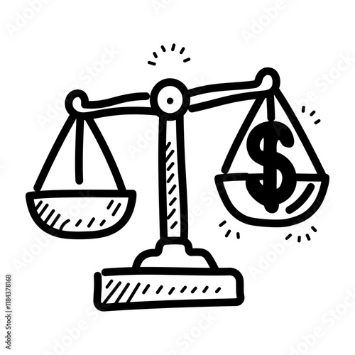 Financial comparison icon in hand drawn style