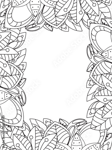 All these designs are hand-drawn and unique 
Beautiful Flowers Border black and white illustration for adult coloring book,
This is a printable Beautiful Zentangle Coloring page for KDP Interior,