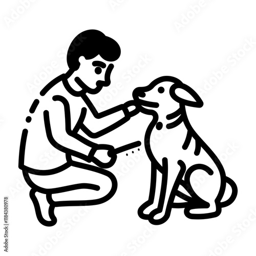 Pet owner icon in doodle style