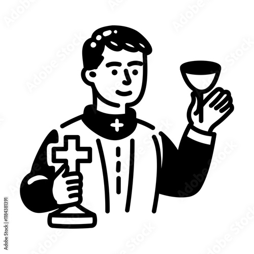 Hand drawn icon of church priest