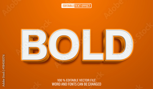 Editable 3d text style effect - Orange Bold Typography text effect Template