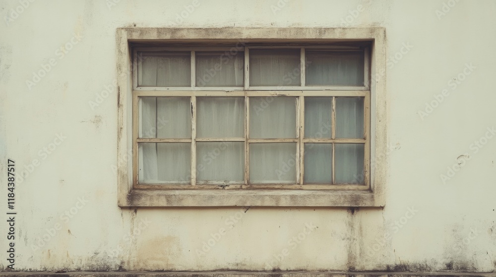 Old weathered window in a worn building. Old weathered window in a worn building.