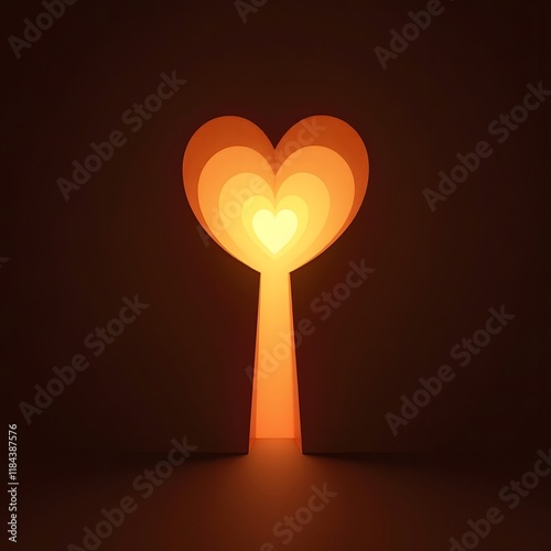 Glowing Heart Keyhole Abstract Love Romance and Hope Concept