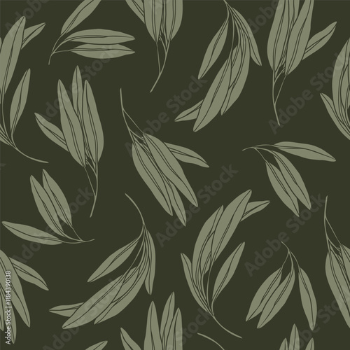 Flat vector sage branches background