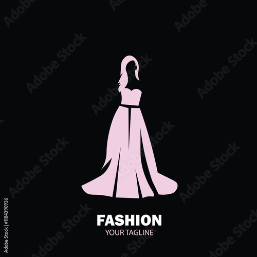 fashion lady vector with dress logo