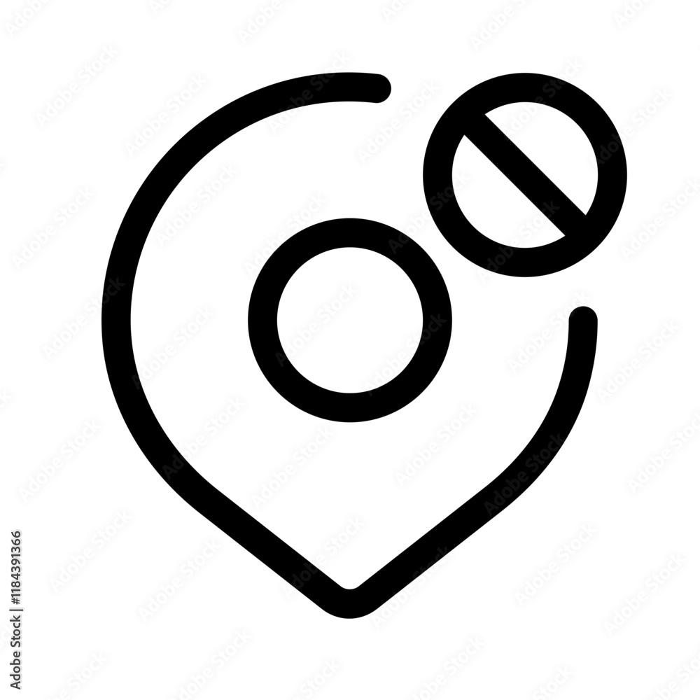 forbidden location icon with line style, perfect for user interface projects