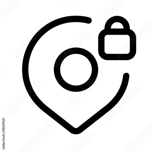 locked location icon with line style, perfect for user interface projects