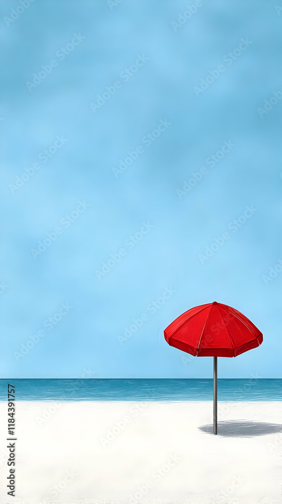 Red Beach Umbrella Illustration Red Beach Umbrella Illustration