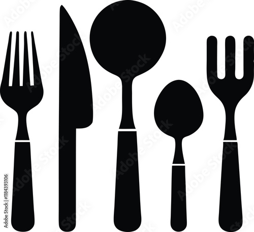 Cutlery set silhouette,Kitchen silhouette set