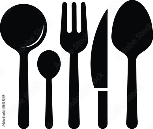 Cutlery set silhouette,Kitchen silhouette set