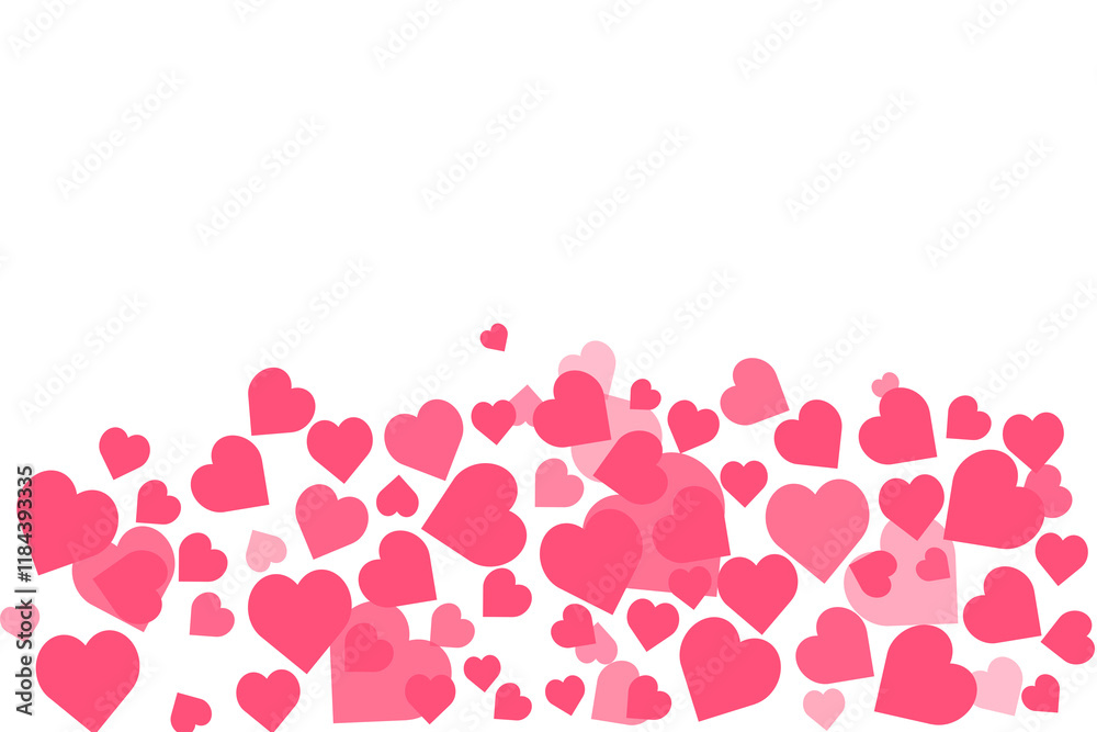 Pink hearts illustration on a transparent background - love heart for valentines day background - design banner Pink hearts illustration on a transparent background - love heart for valentines day background - design banner