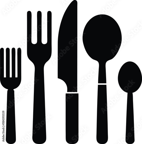 Cutlery set silhouette,Kitchen silhouette set