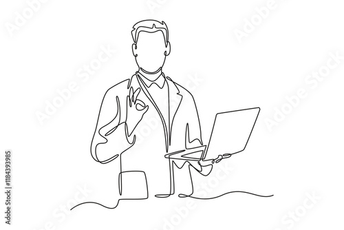 Medical professional Concept. Single line draw design. Full length animation illustration. High quality 4k footage.