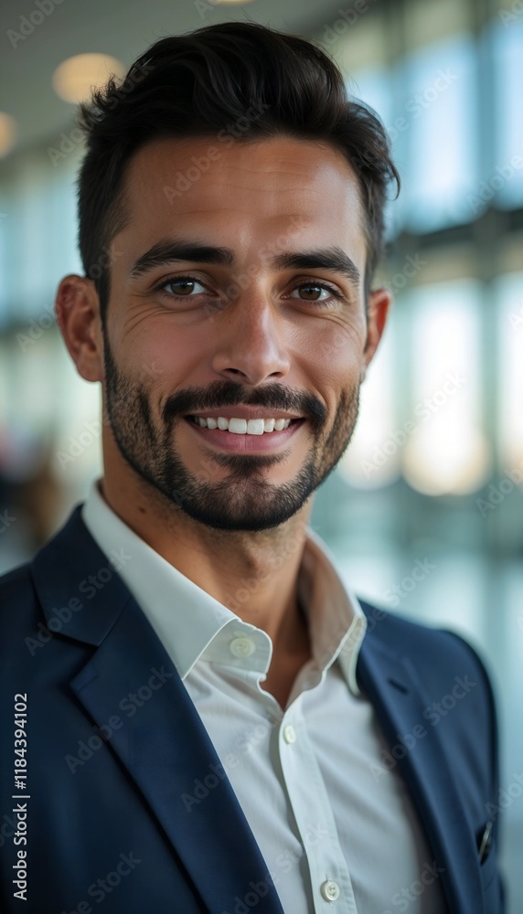 Close-up portrait of a handsome Middle Eastern man exuding confidence and charm indoors Close-up portrait of a handsome Middle Eastern man exuding confidence and charm indoors
