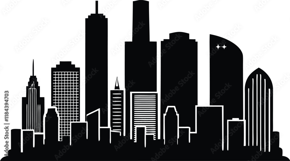 Houston City Skyline silhouette illustration,Houston, Texas skyline. silhouette Houston City Skyline silhouette illustration,Houston, Texas skyline. silhouette