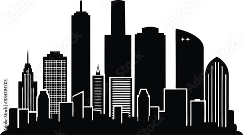 Houston City Skyline silhouette illustration,Houston, Texas skyline. silhouette