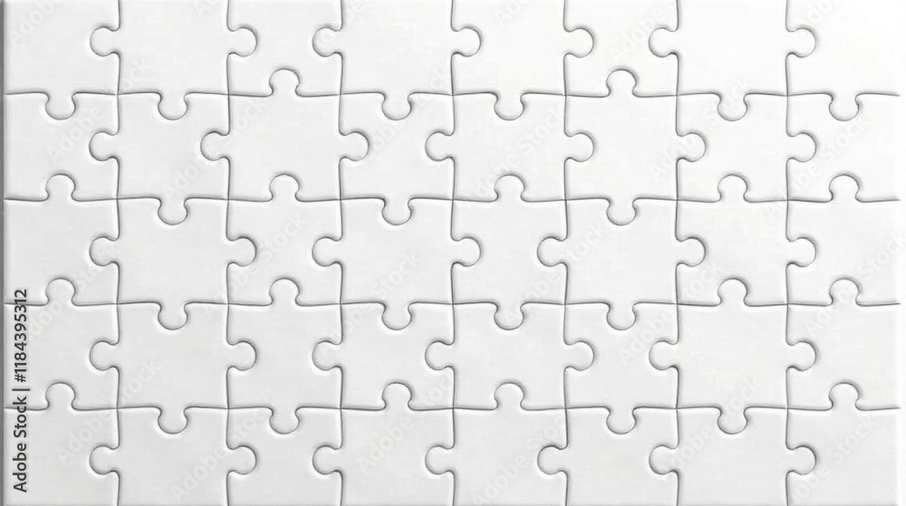 Blank White Jigsaw Puzzle A Complete Set of Interlocking Pieces Blank White Jigsaw Puzzle A Complete Set of Interlocking Pieces