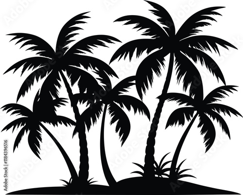 palm tree silhouettes,palm tree silhouette vector icon