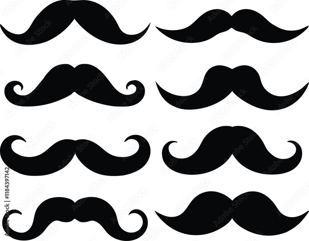 Set of mustache silhouette,mustache dilhouette bundle Set of mustache silhouette,mustache dilhouette bundle