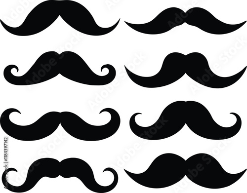 Set of mustache silhouette,mustache dilhouette bundle