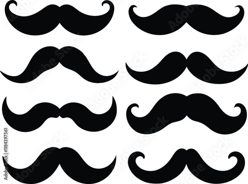 Set of mustache silhouette,mustache dilhouette bundle