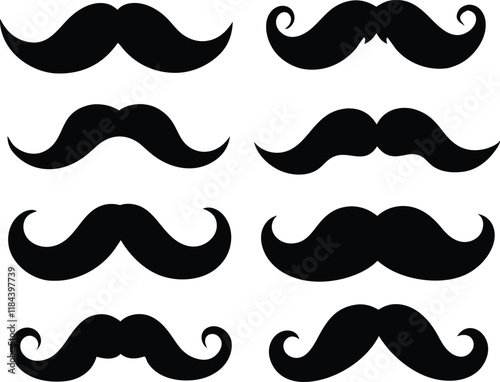 Set of mustache silhouette,mustache dilhouette bundle