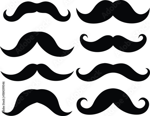 Set of mustache silhouette,mustache dilhouette bundle