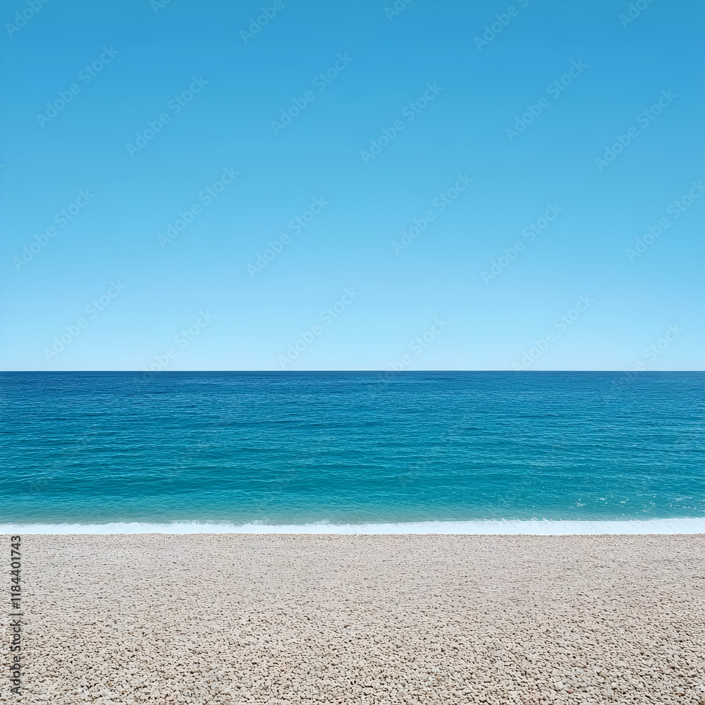 Seascape Photo: Blue Ocean and Pebble Beach Seascape Photo: Blue Ocean and Pebble Beach