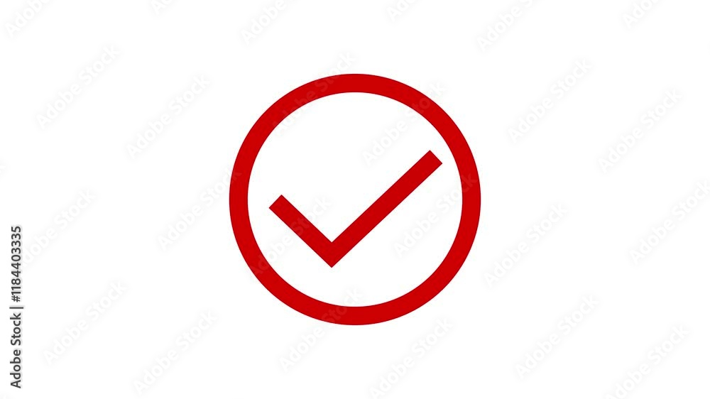 Simple Line Red Check Mark Icon Animation on white Background - Success, Correct, or Selection Symbol Simple Line Red Check Mark Icon Animation on white Background - Success, Correct, or Selection Symbol