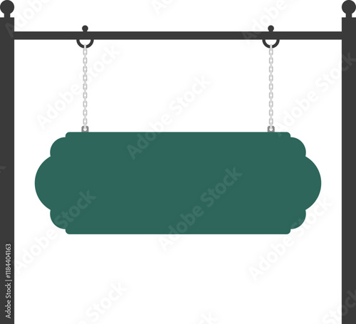 Illustration of a hanging sign board with blank copy space. Empty sign board for your design. 