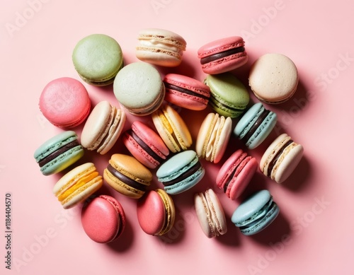 Wallpaper Mural A Colorful Assortment of Sweet Macarons on a Pink Background: Delicious French Pastry Treats, Overhead View Torontodigital.ca