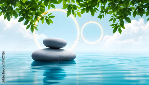 smooth stones water luxury cosmetic beauty sale podium background