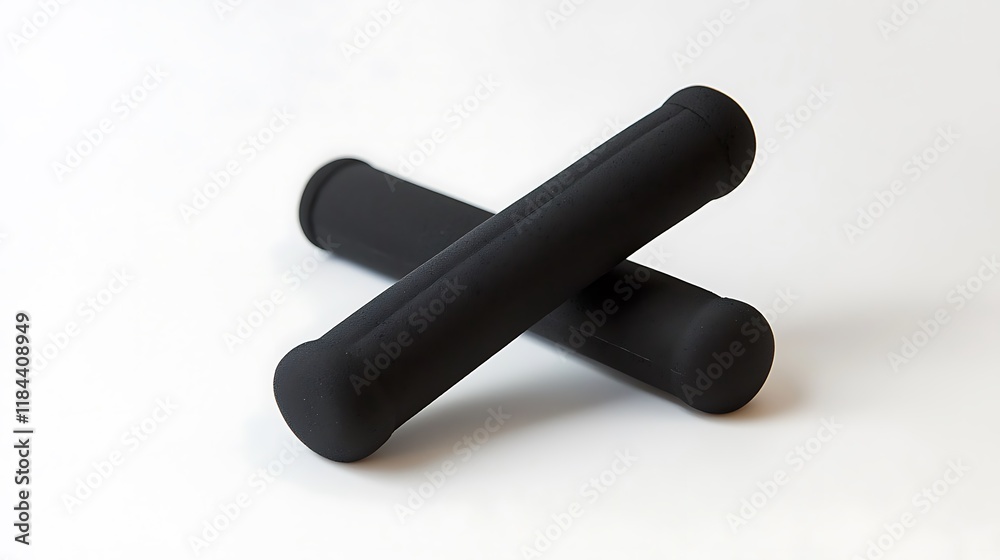 Two black rubber grips are placed on top of each other Two black rubber grips are placed on top of each other